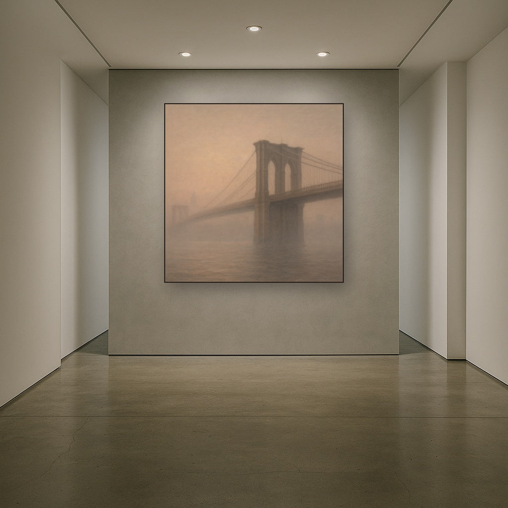 Brooklyn Bridge in Morning River Mist No. 18 Oil Painting - View 5