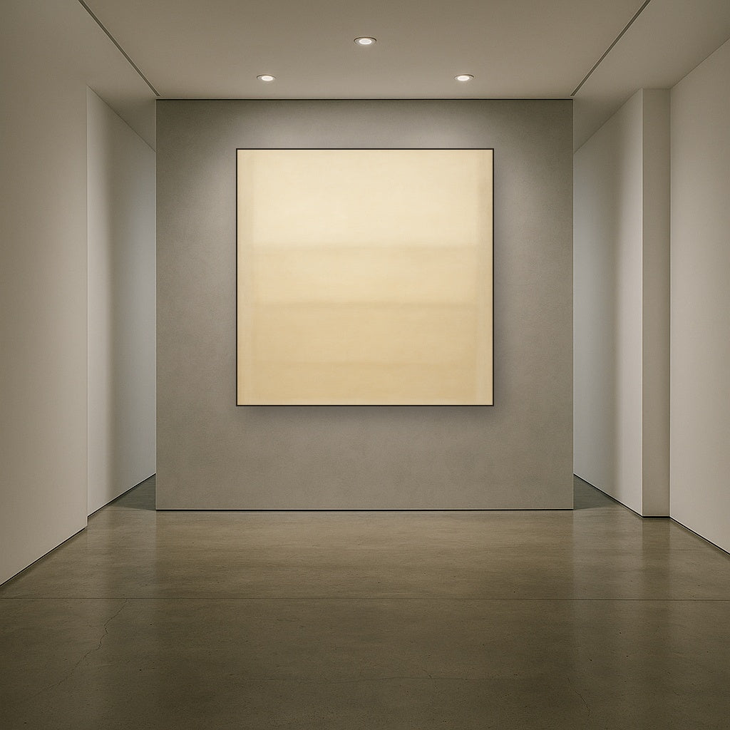 Oatmeal White & Pale Alabaster Monochrome Study No. 18 Oil Painting Staged in Bright Entryway and Hallway Gallery Wall, Hand Painted Fine Art on Linen