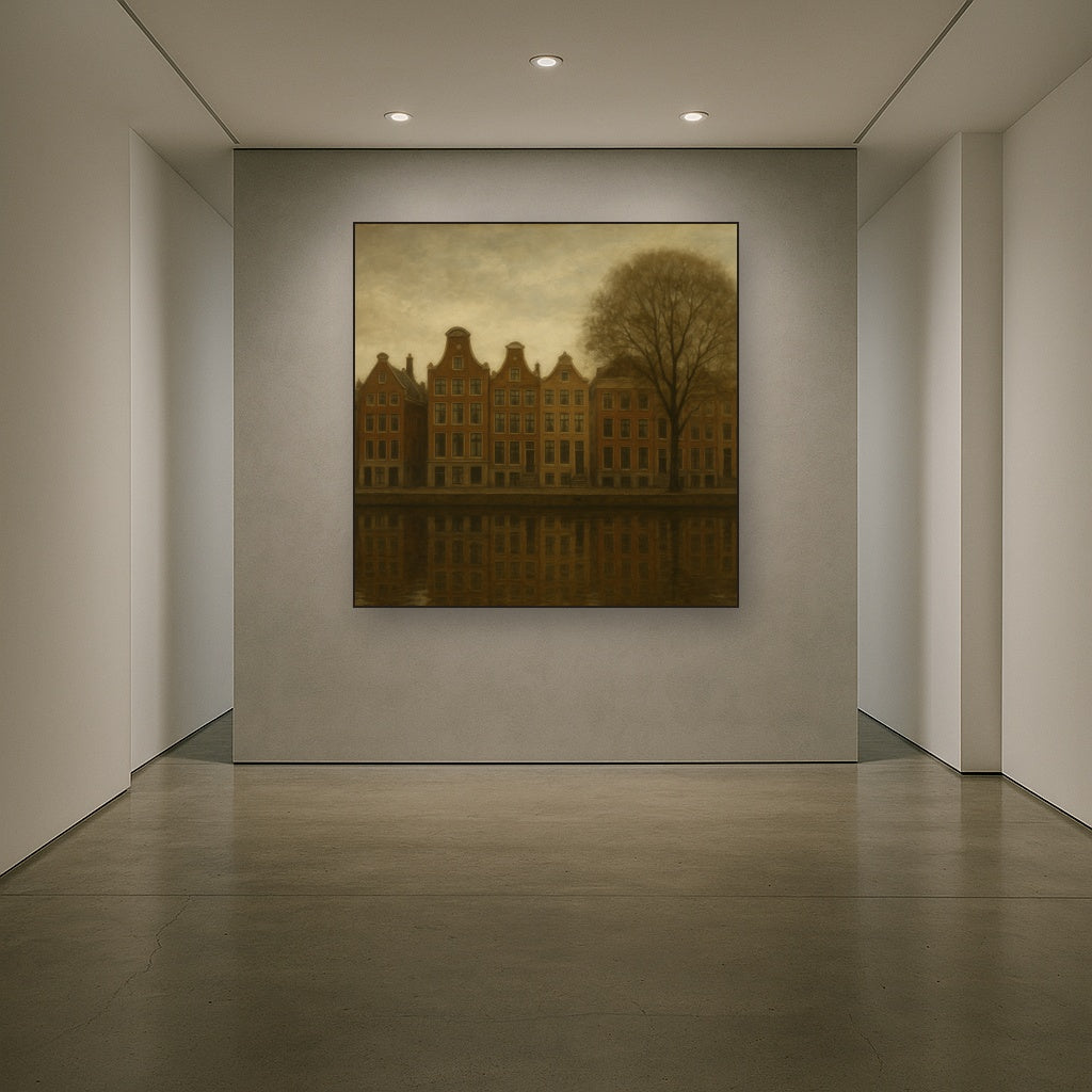 Amsterdam Canal Houses Under Overcast Sky No. 2 Oil Painting - View 5