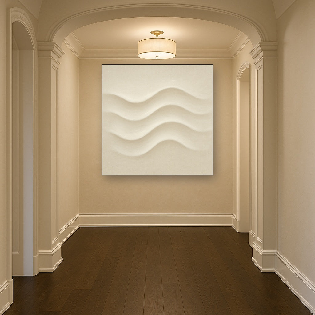 Monochrome Wave Relief No. 2 - Modern Fine Art Oil Painting - View 5