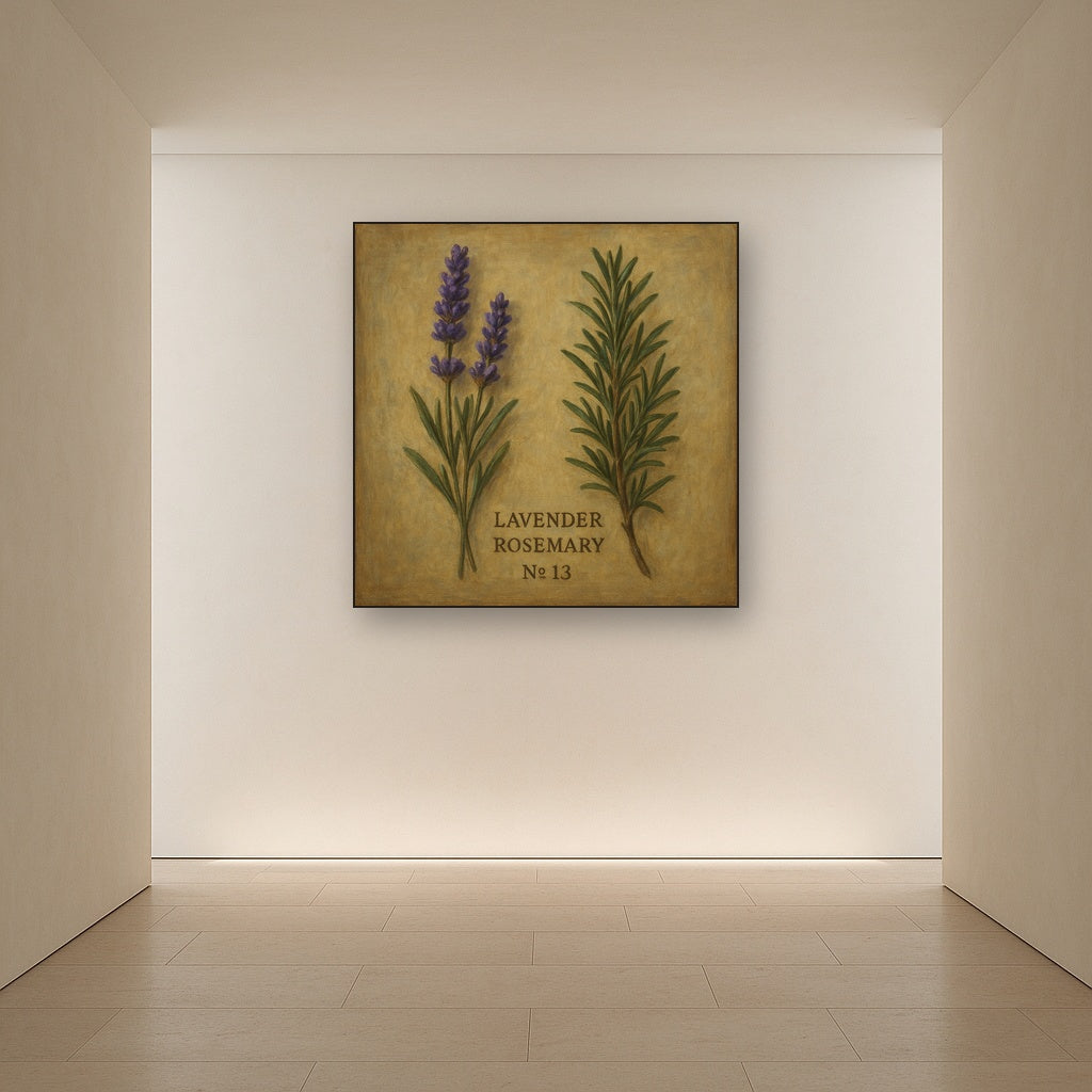 Vintage French Herbarium Lavender & Rosemary No. 13 Fine Art Oil Painting - View 5