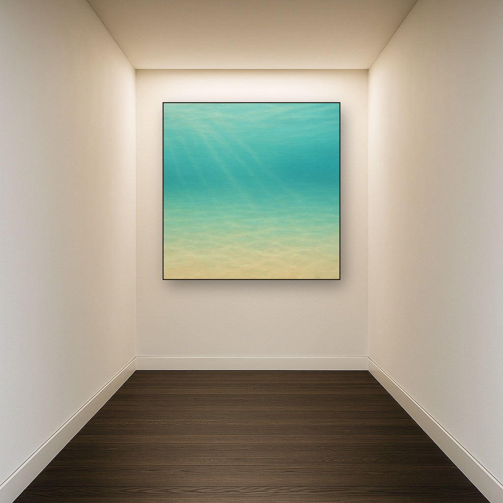 Minimalist Aquamarine Reef Void No. 10 - Modern Fine Art Oil Painting - View 5