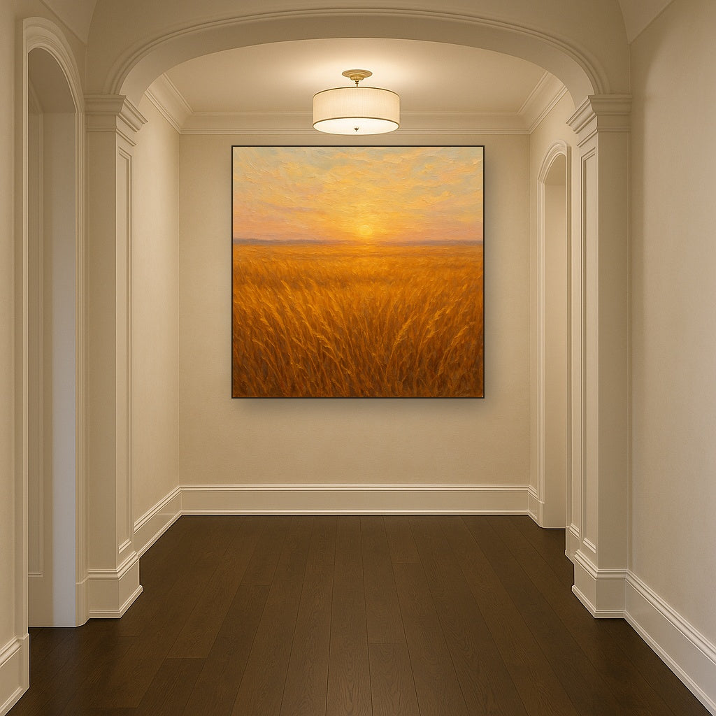 Golden Prairie Grasses at Dawn Oil Painting - View 5