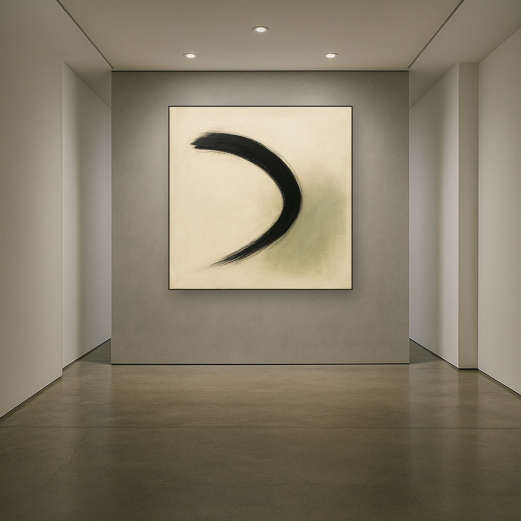 Monochrome Brushstroke Void No. 5 - Modern Fine Art Oil Painting - View 5