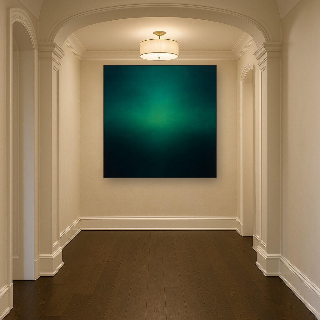 Midnight Teal & Deep Malachite Gradient No. 5 Oil Painting - View 5