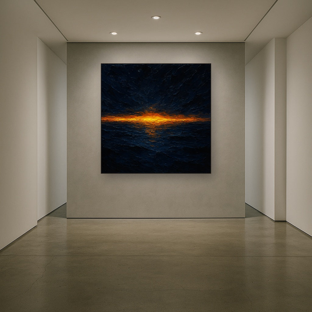 Luminescent Horizon Modern Abstract Oil Painting - Styled in Entryway Hallway