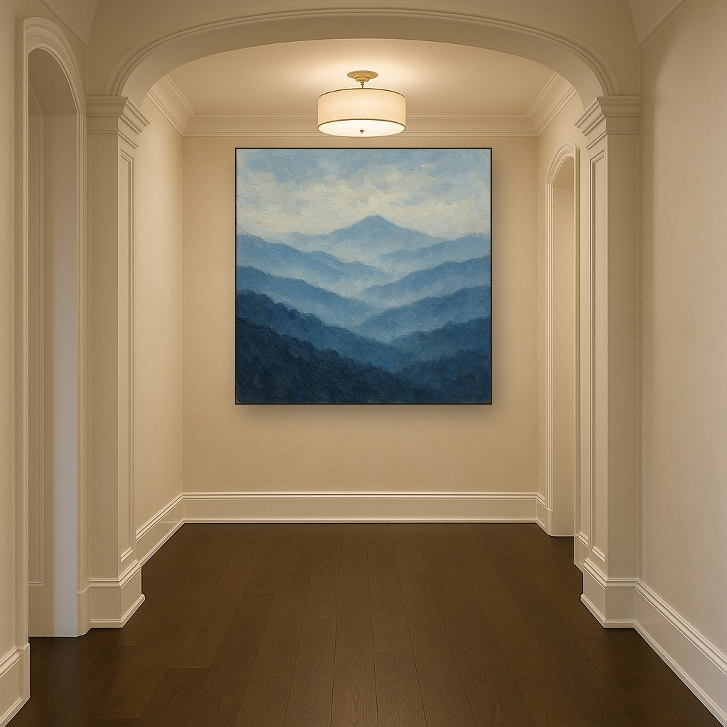 Misty Blue Ridge Mountains Landscape Oil Painting - View 5
