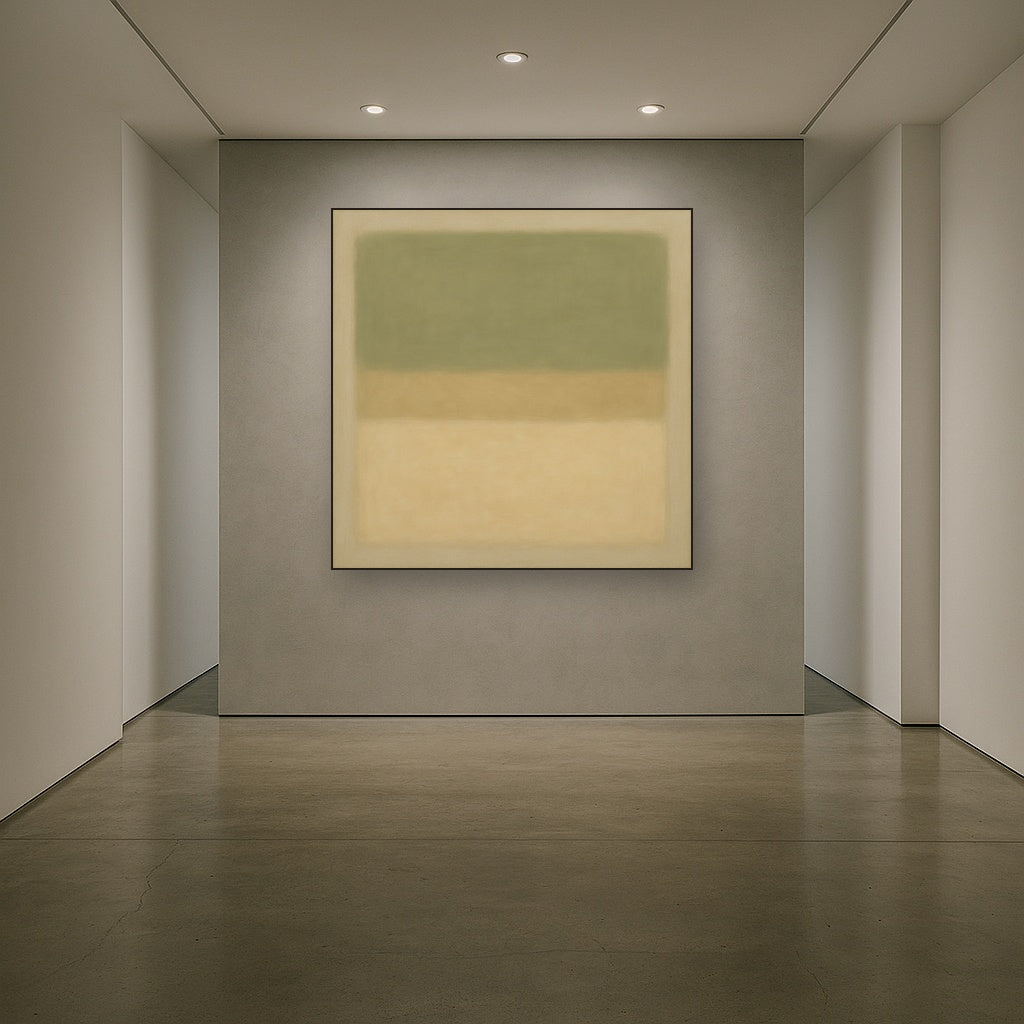 Sage Olive & Pale Sandstone Minimalist Harmony No. 27 Oil Painting - View 5
