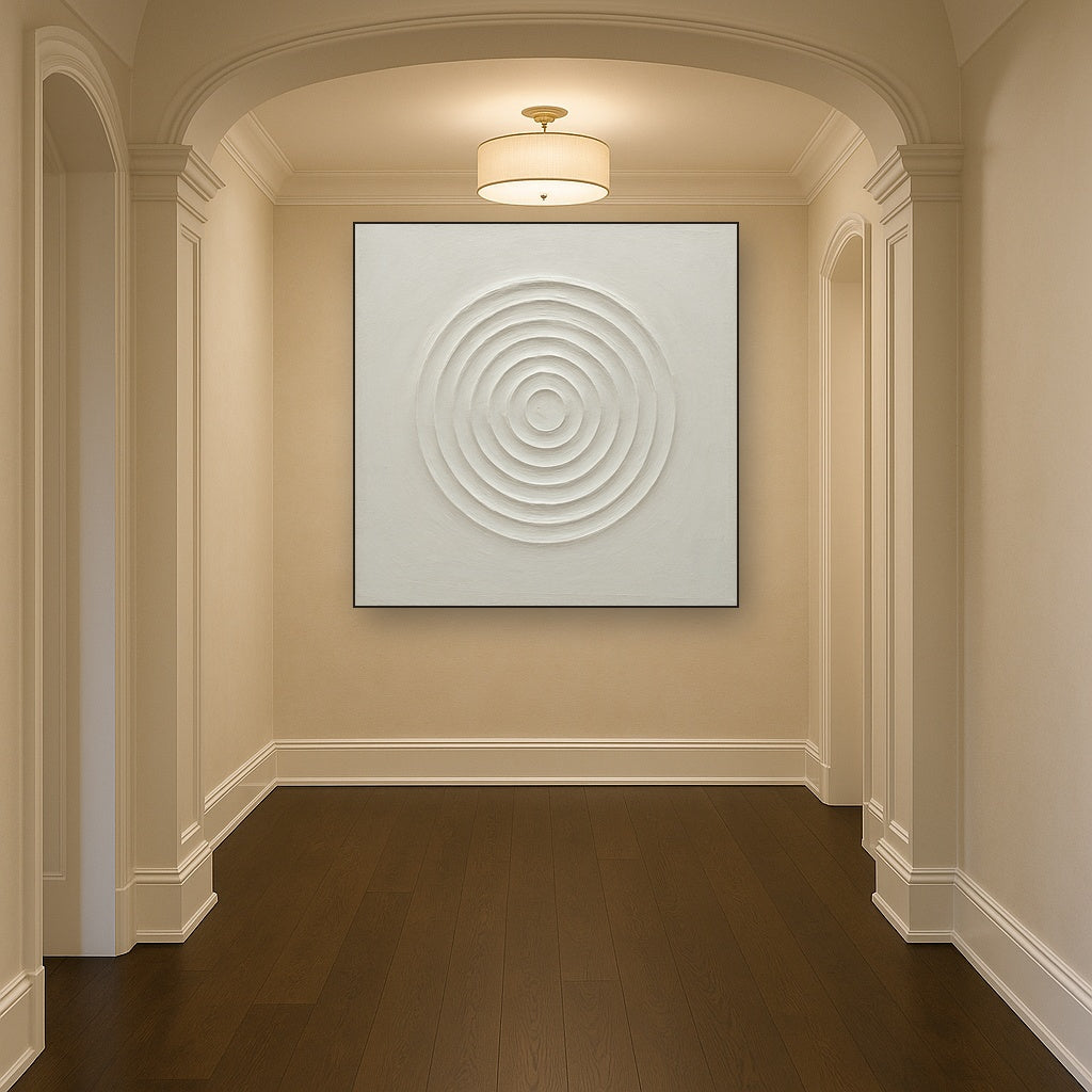 Concentric Zen Circles in Ivory No. 8 - Modern Fine Art Oil Painting - View 5
