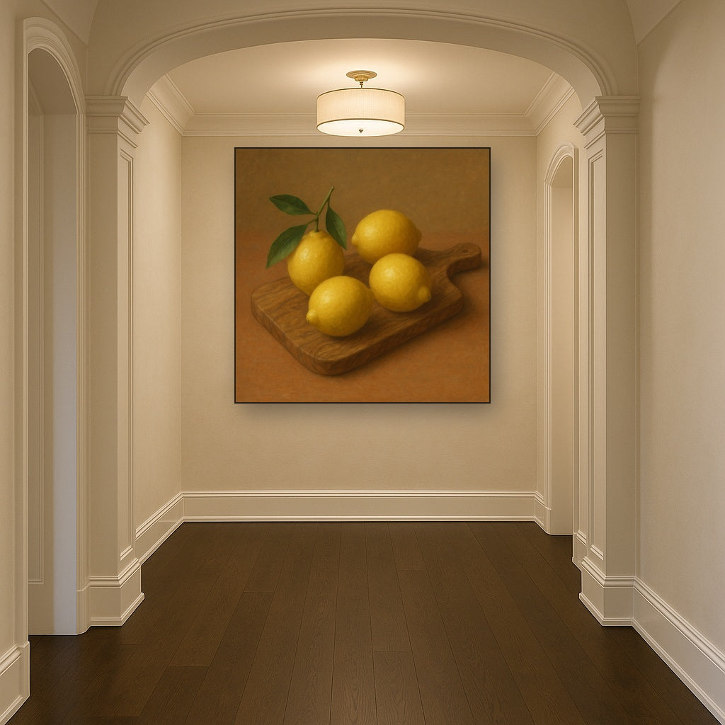 Meyer Lemons on Olive Wood Board Oil Painting - View 5