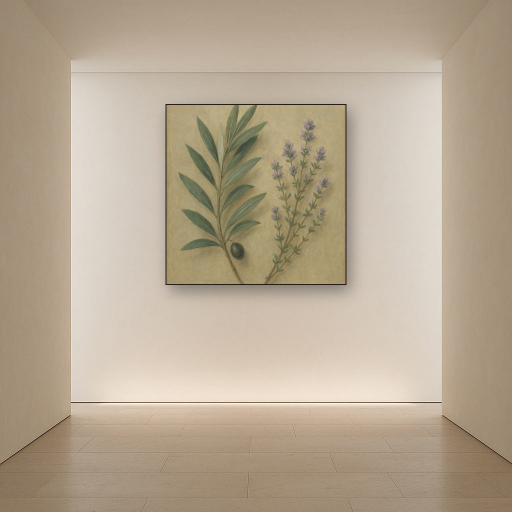 Olive Branches & Wild Thyme Botanical Study No. 13 Fine Art Oil Painting - View 5