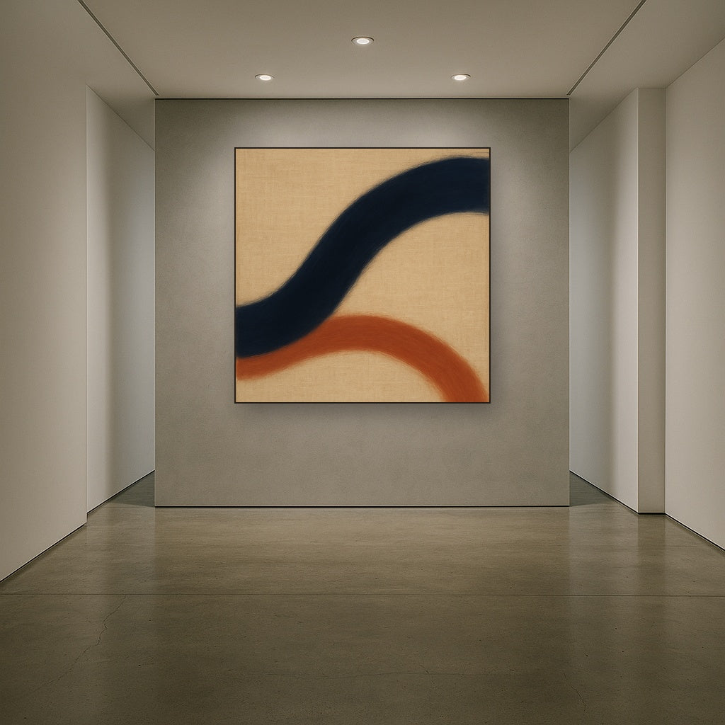 Navy Indigo & Warm Sand Sweep No. 2 - Modern Fine Art Oil Painting - View 5