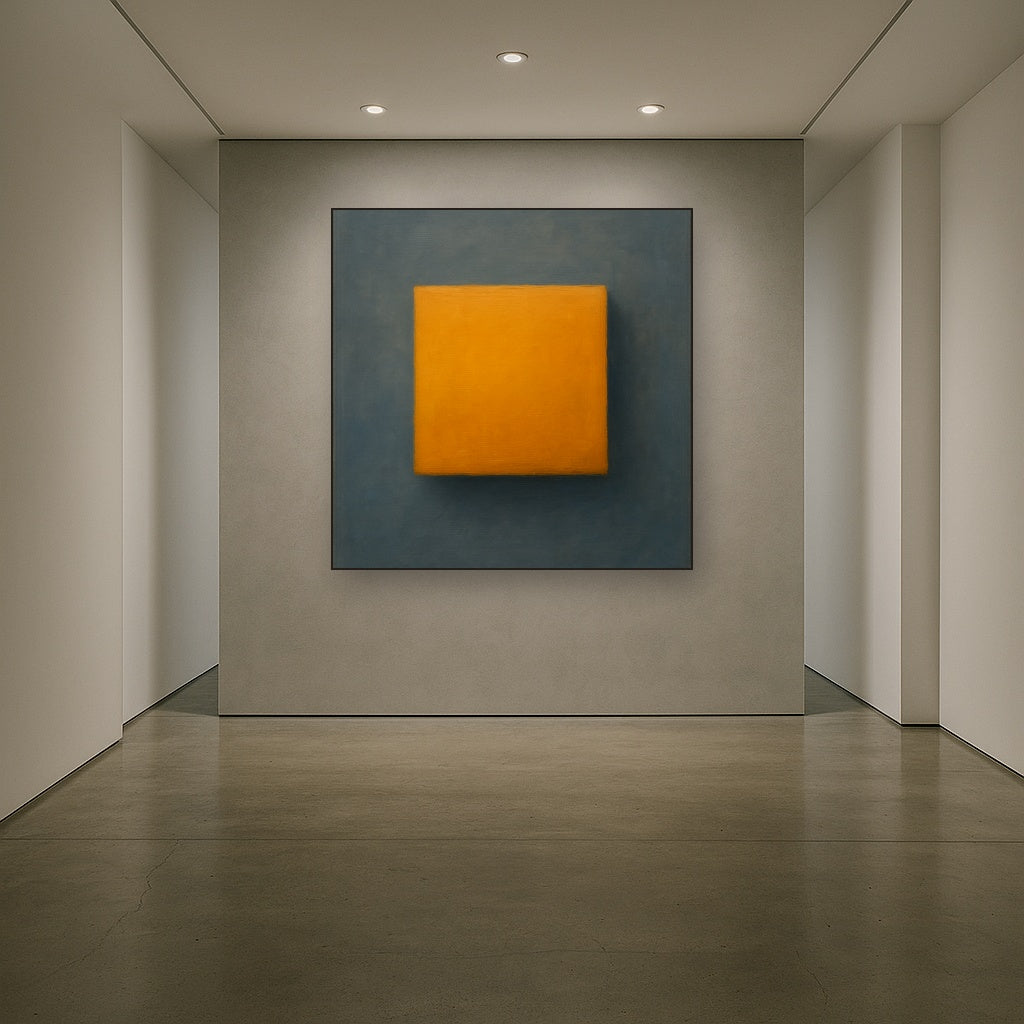 Cadmium Amber & Slate Grey Block No. 10 - Modern Fine Art Oil Painting - View 5