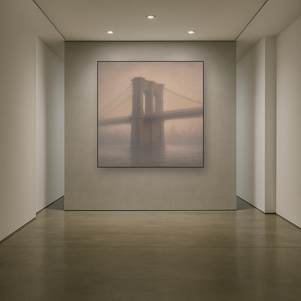 Brooklyn Bridge in Morning River Mist No. 9 Oil Painting - View 5
