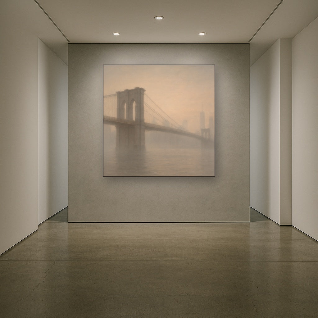 Brooklyn Bridge in Morning River Mist No. 28 Oil Painting - View 5