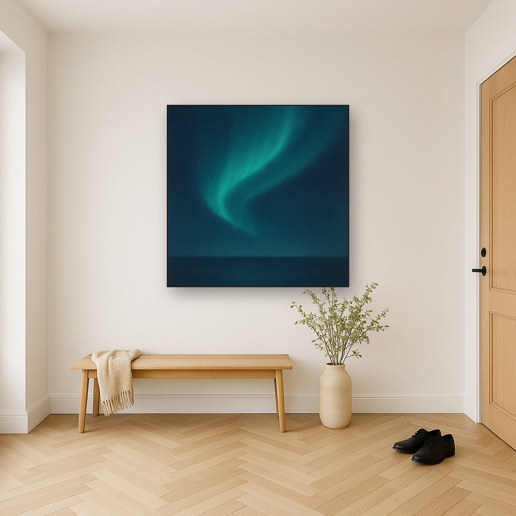 Aurora Borealis Veil in Deep Midnight Indigo No. 7 Oil Painting - View 5