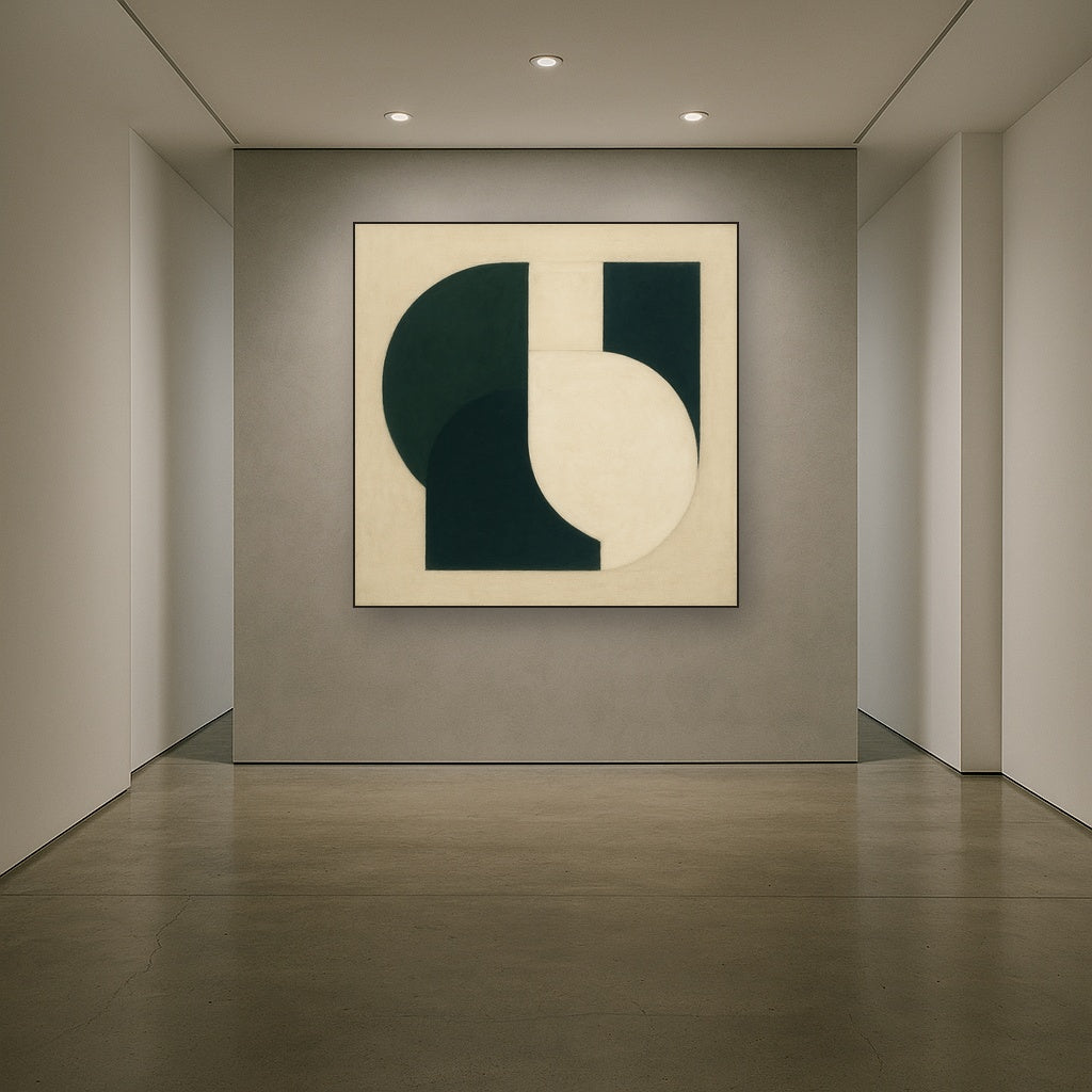 Forest Emerald & Chalk Interlock No. 6 - Modern Fine Art Oil Painting - View 5