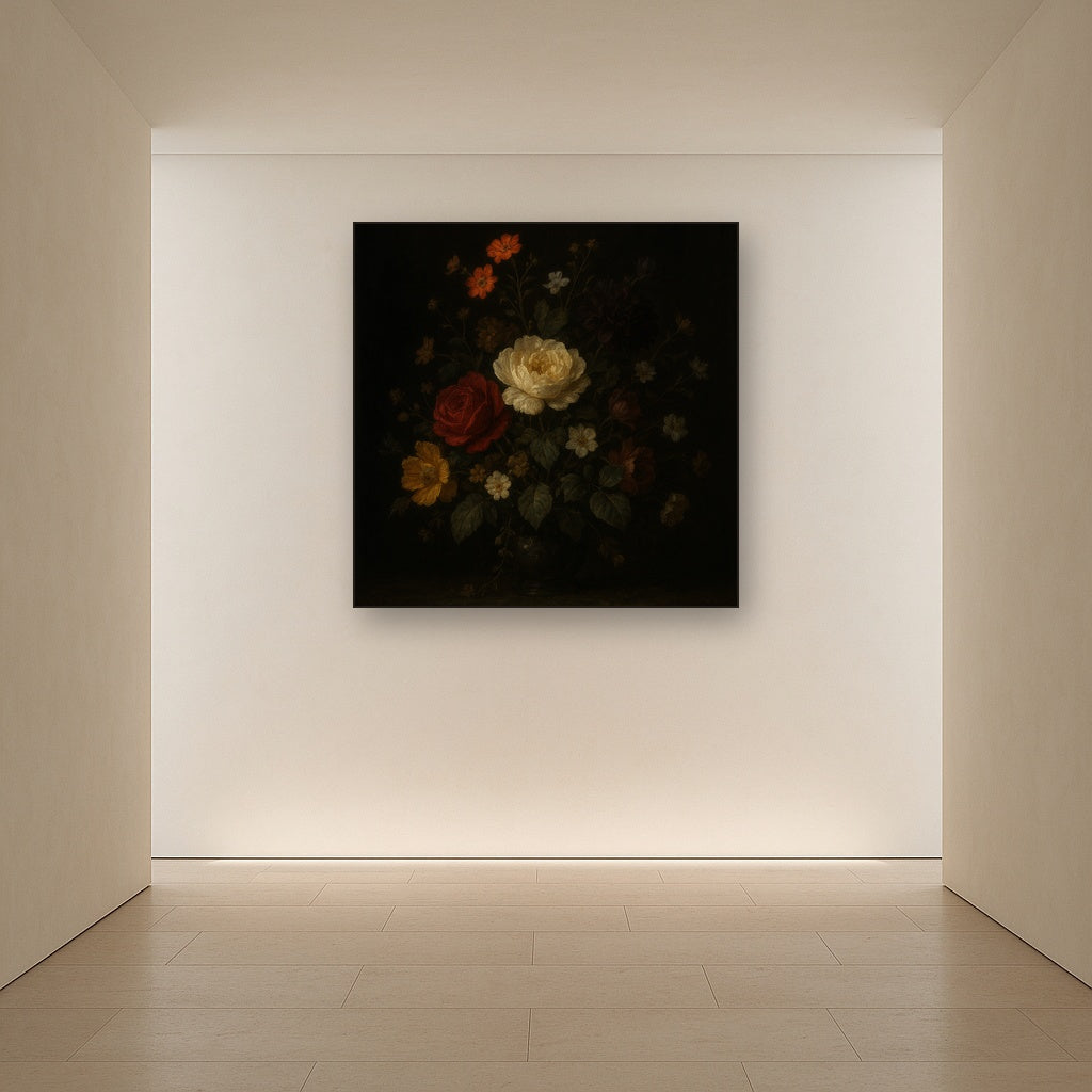 Moody Dutch Master Dark Floral Still Life No. 5 Fine Art Oil Painting - View 5
