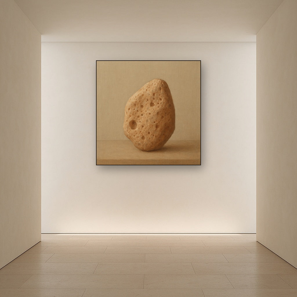 Zen Stone & Warm Grey Void No. 5 - Modern Fine Art Oil Painting - View 5