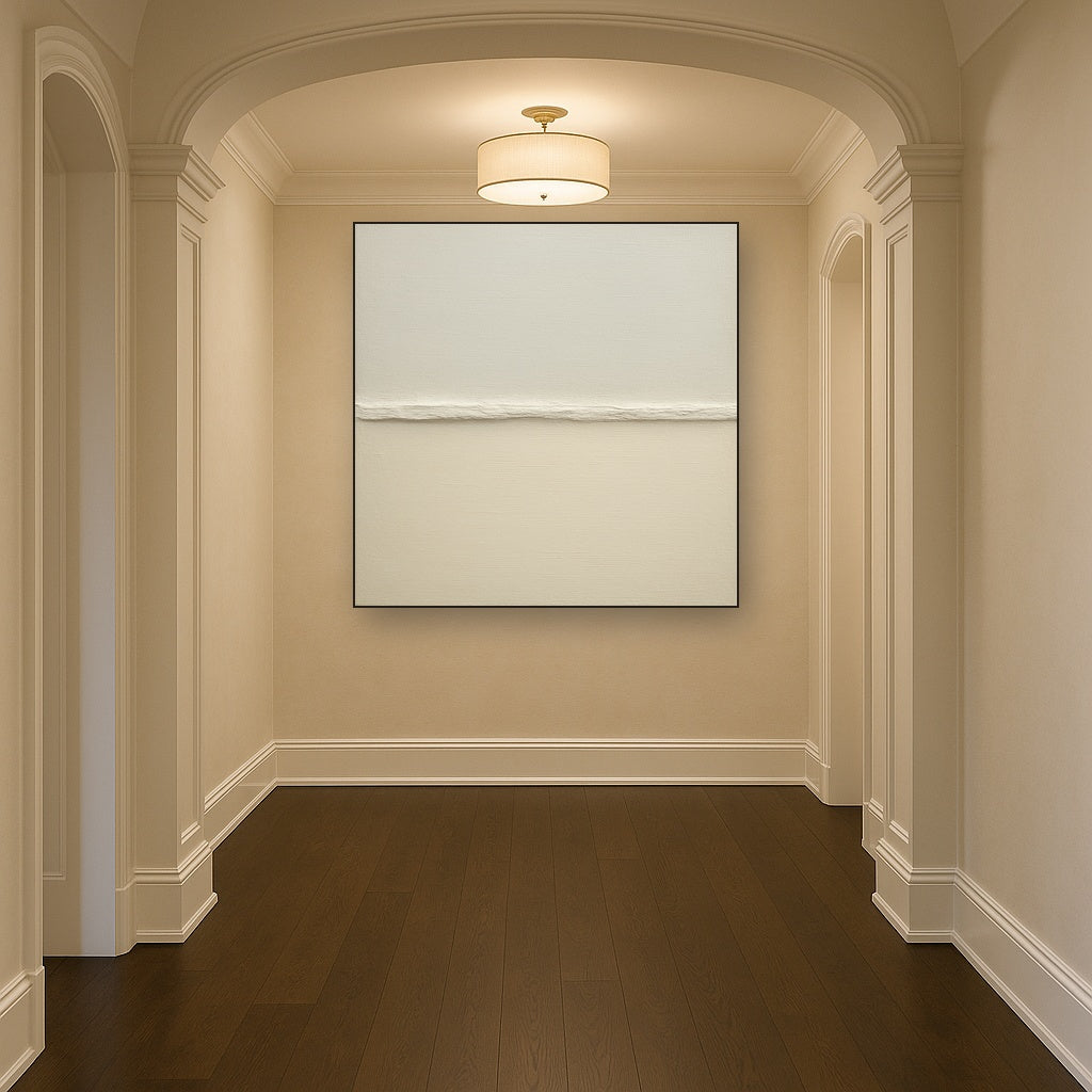 Minimalist White Horizon Band No. 7 - Modern Fine Art Oil Painting - View 5