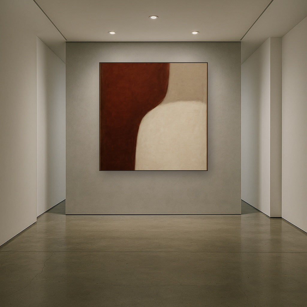 Burnt Umber & Greige Duet No. 7 - Modern Fine Art Oil Painting - View 5