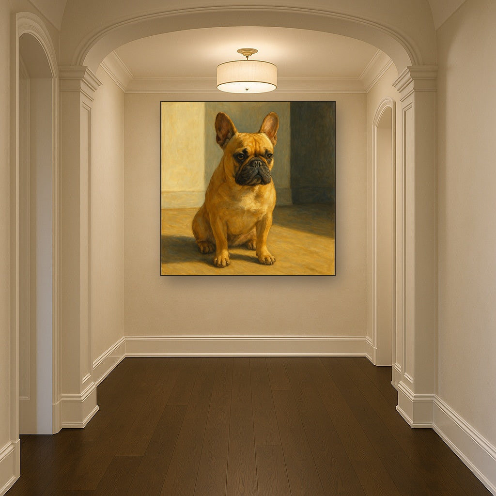 French Bulldog in Sunlit Minimalist Studio No. 11 Fine Art Oil Painting - View 5