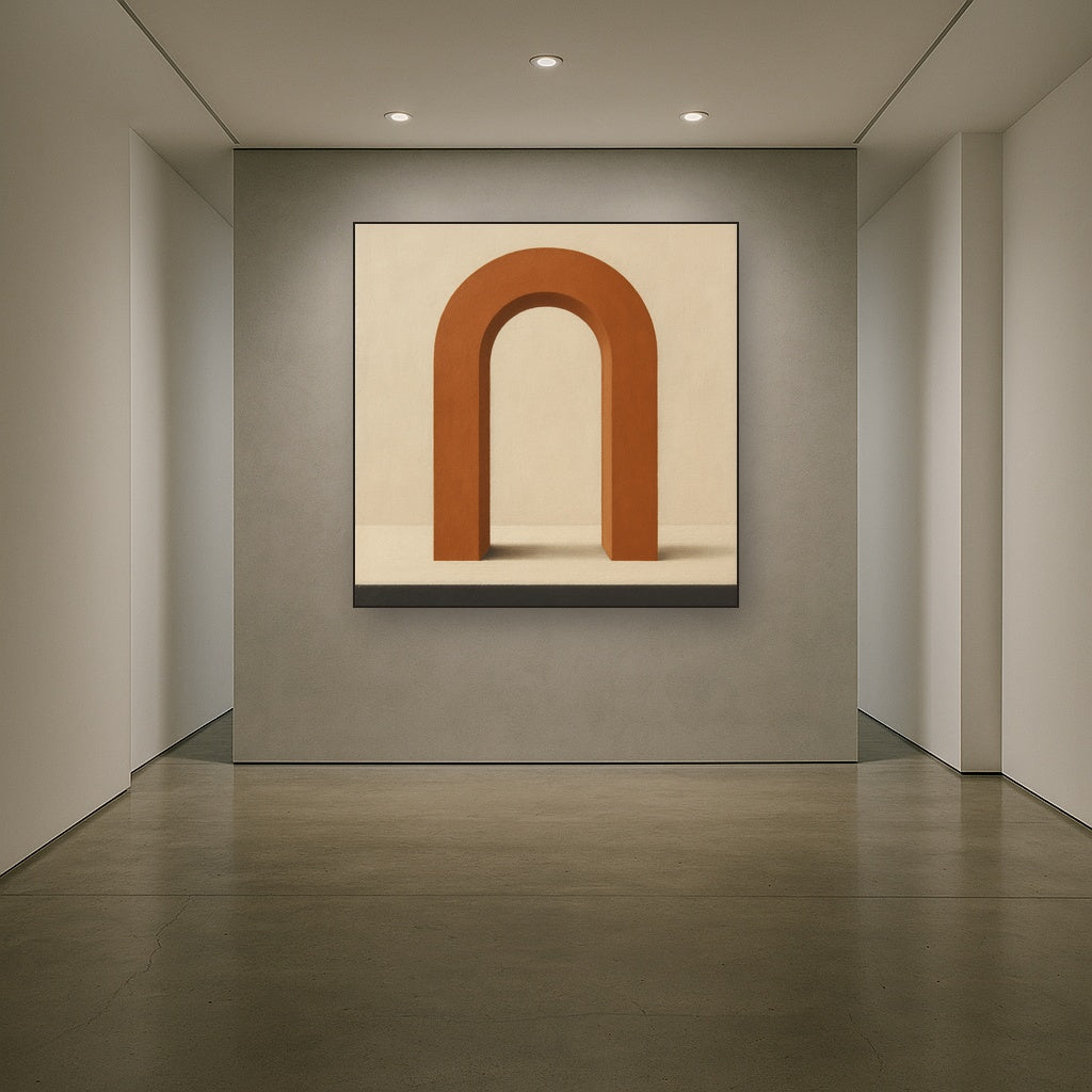 Terracotta Clay & Cream Arch No. 4 - Modern Fine Art Oil Painting - View 5