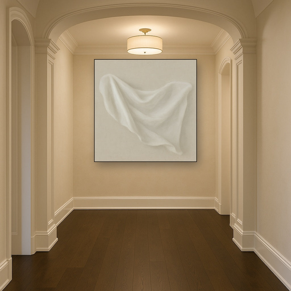Alabaster Linen Texture Fold No. 4 - Modern Fine Art Oil Painting - View 5