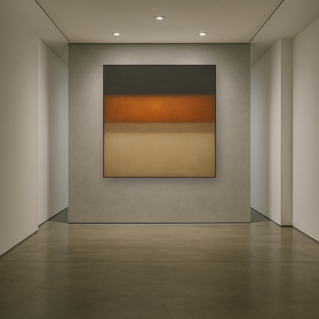 Charcoal Slate & Burnished Copper Horizon No. 19 Oil Painting - View 5