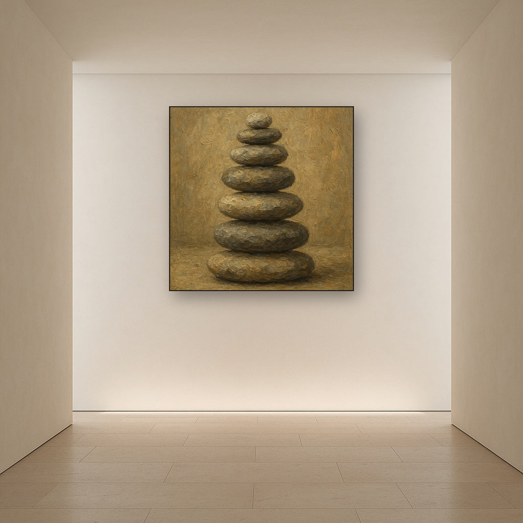 Zen Stone Cairn Balance Wabi-Sabi Oil Painting - View 5