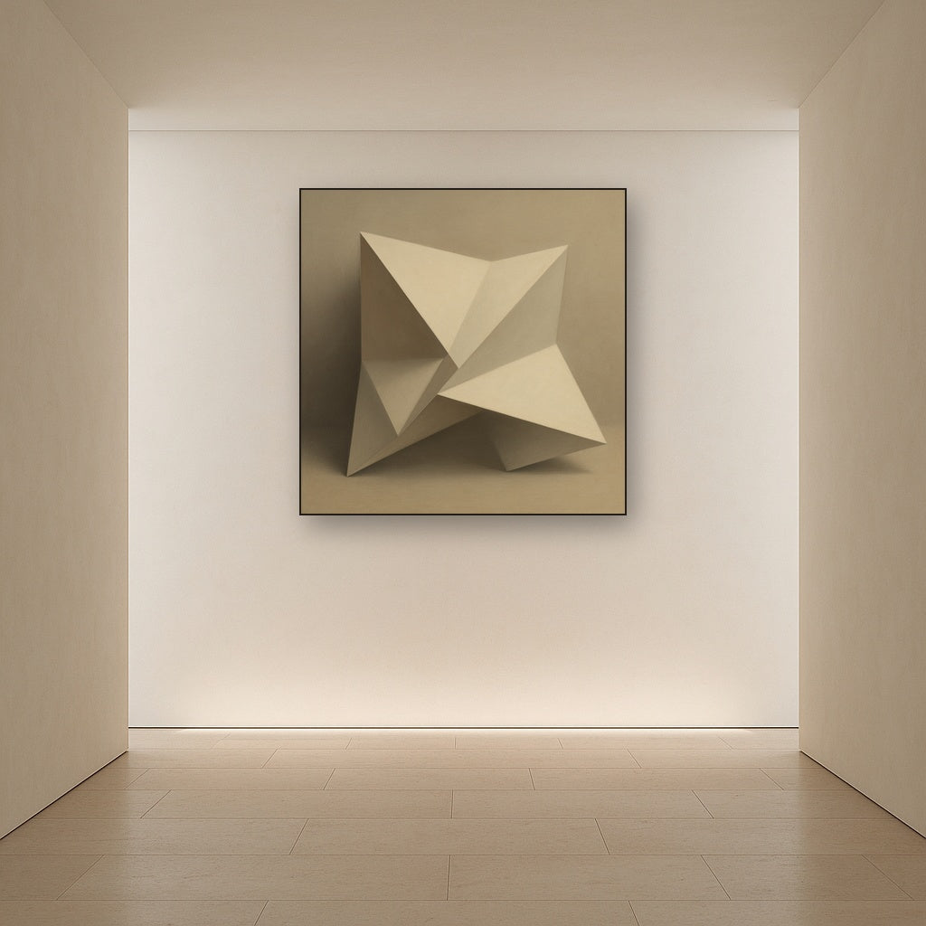 Folded Paper Geometry in Neutral Gradient Shadows No. 18 Oil Painting - View 5