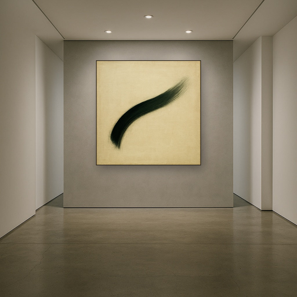 Monochrome Brushstroke Void No. 5 - Modern Fine Art Oil Painting - View 5