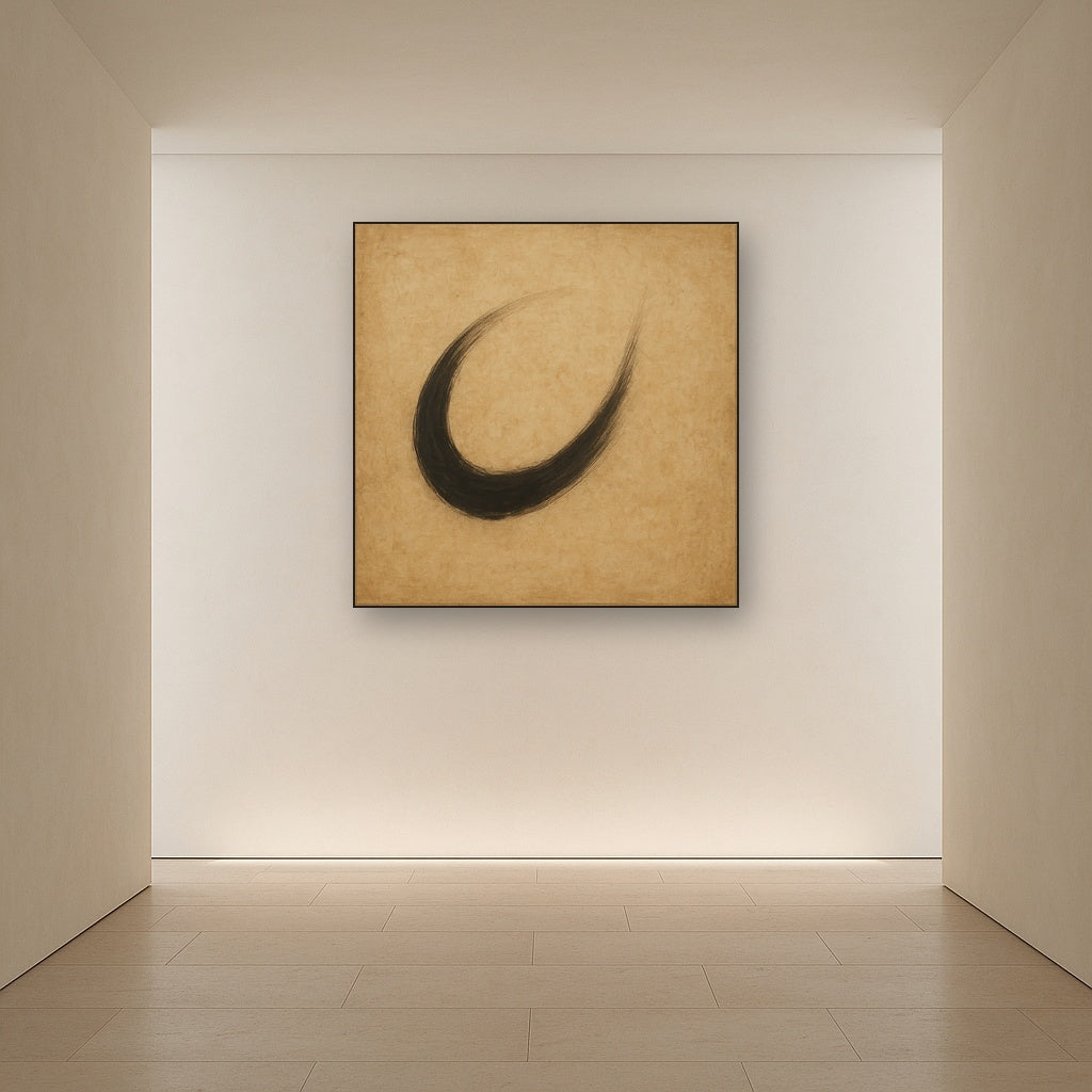 Aged Rice Paper & Charcoal Calligraphic Balance No. 13 Oil Painting - View 5