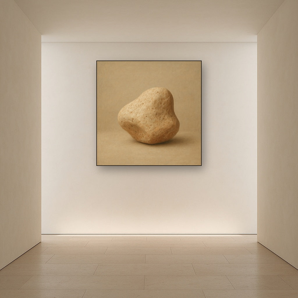 Zen Stone & Warm Grey Void No. 5 - Modern Fine Art Oil Painting - View 5