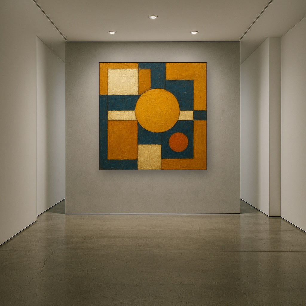 Bauhaus Geometric Balance No. 1 No. 3 Oil Painting - Styled in Entryway Hallway