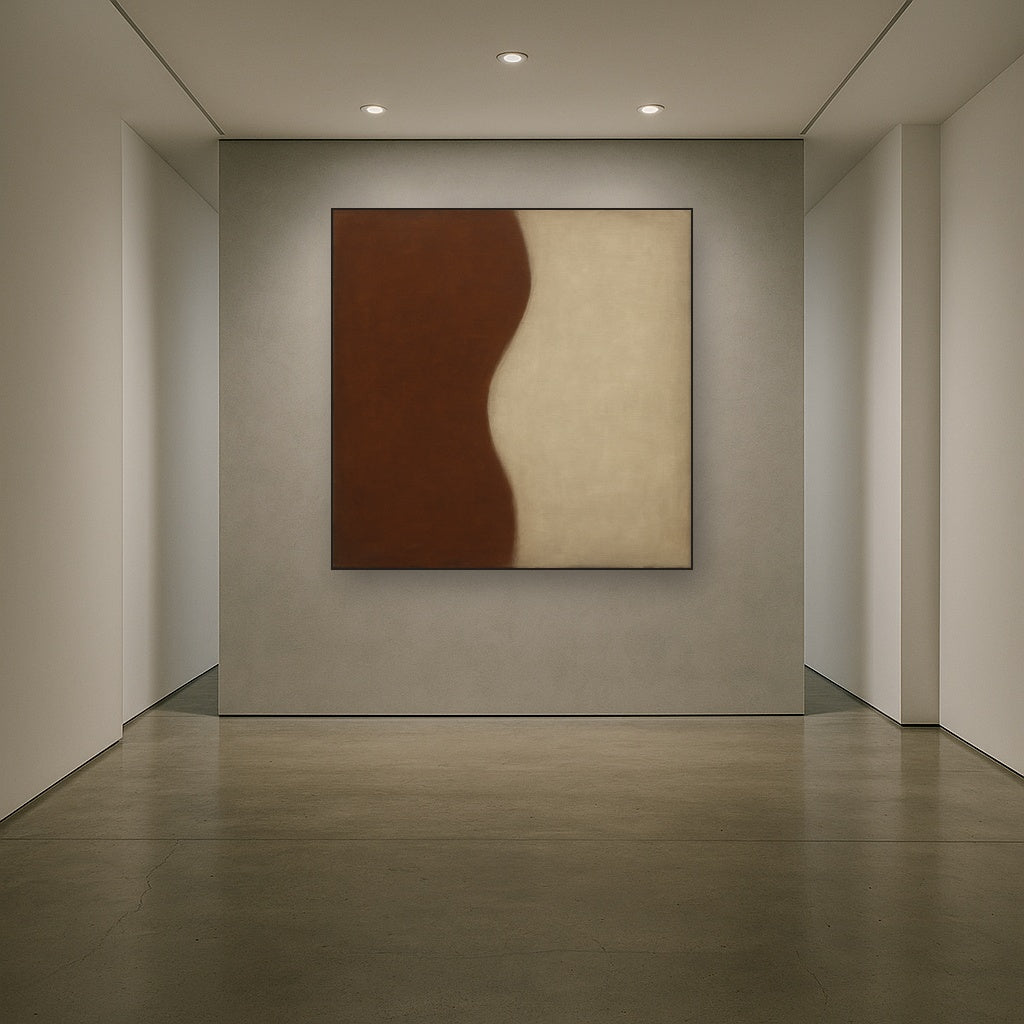 Burnt Umber & Greige Duet No. 7 - Modern Fine Art Oil Painting - View 5