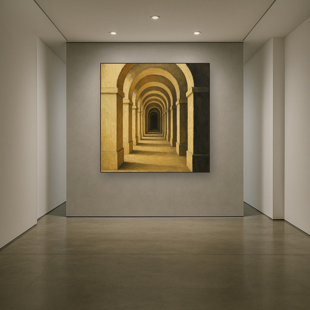 Bauhaus Archway in Neutral Tones Oil Painting - View 5