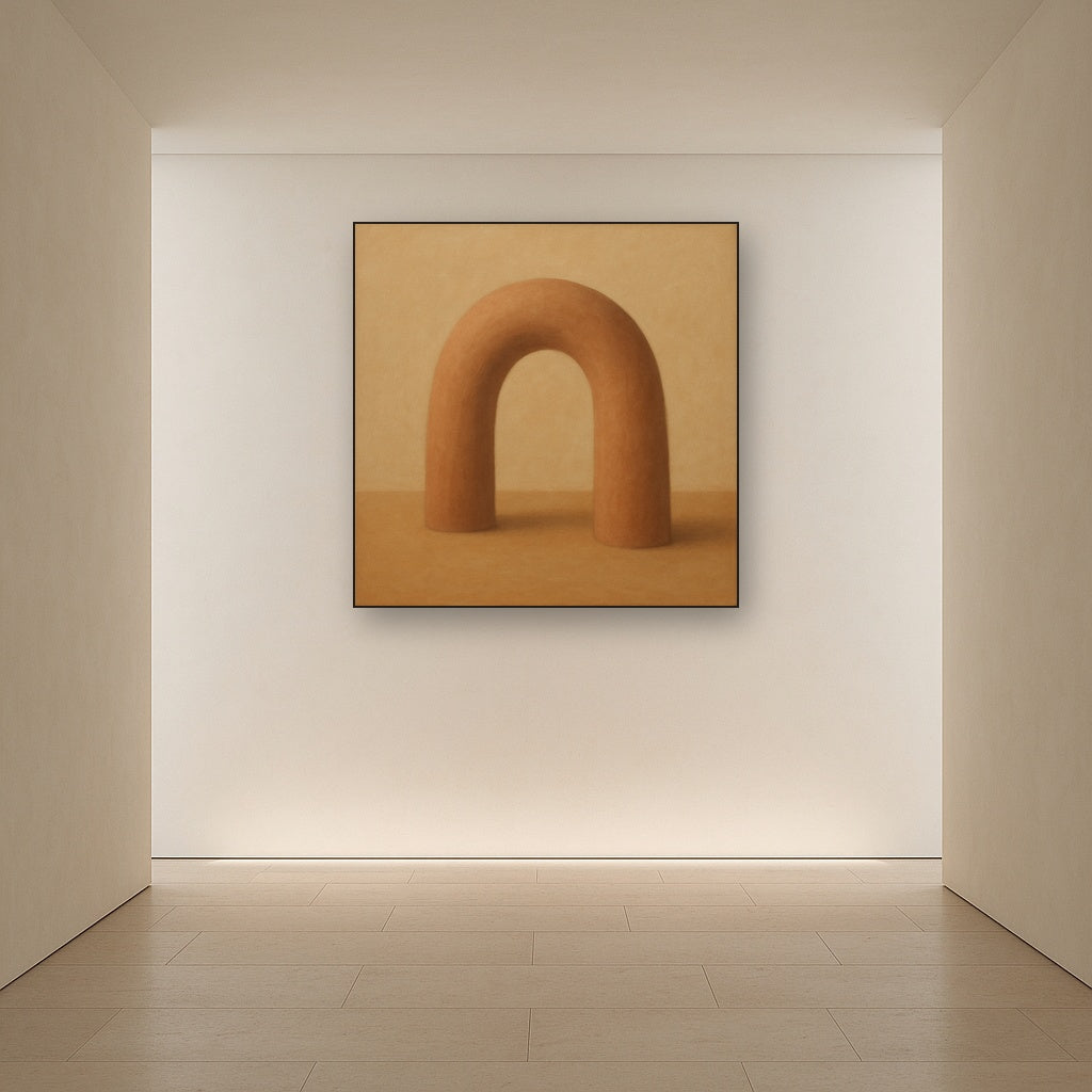 Warm Beige Travertine Arch No. 1 - Modern Fine Art Oil Painting - View 5