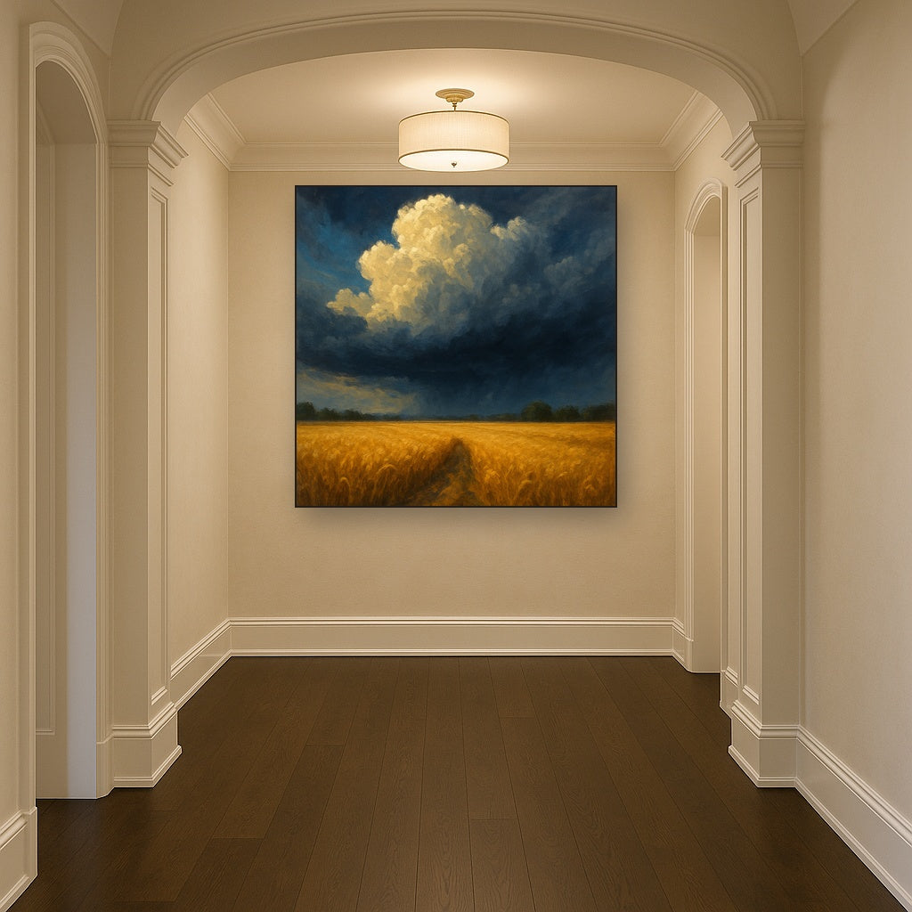 Harvest Wheatfield under Dramatic Thunderhead Sky No. 3 Fine Art Oil Painting - View 5