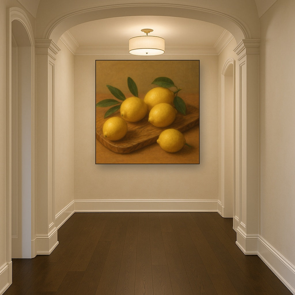 Meyer Lemons on Olive Wood Board No. 8 Oil Painting - View 5