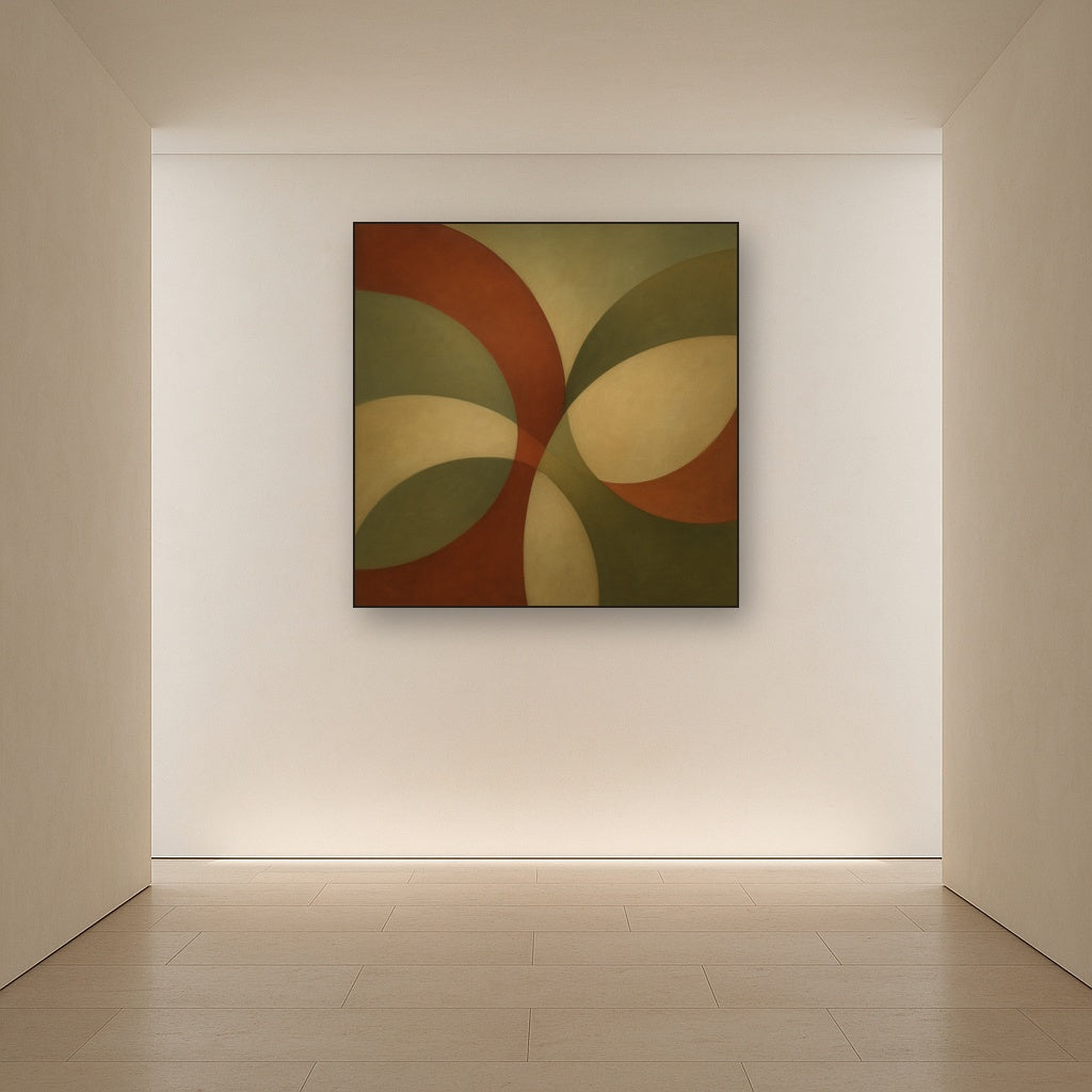 Intersecting Curved Forms in Olive & Rust No. 3 Oil Painting - View 5
