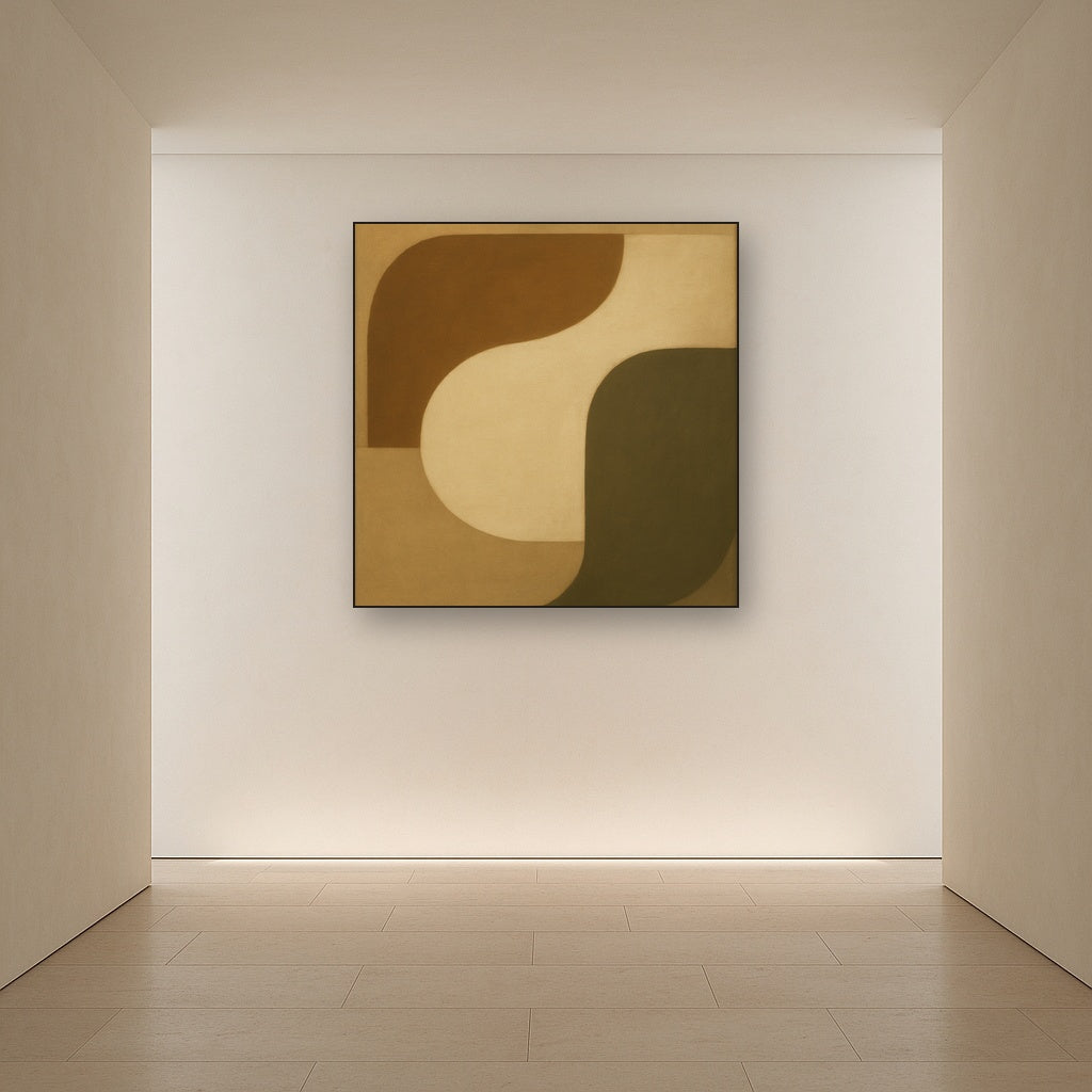 Minimalist Asymmetrical Balance in Raw Umber No. 16 Oil Painting - View 5