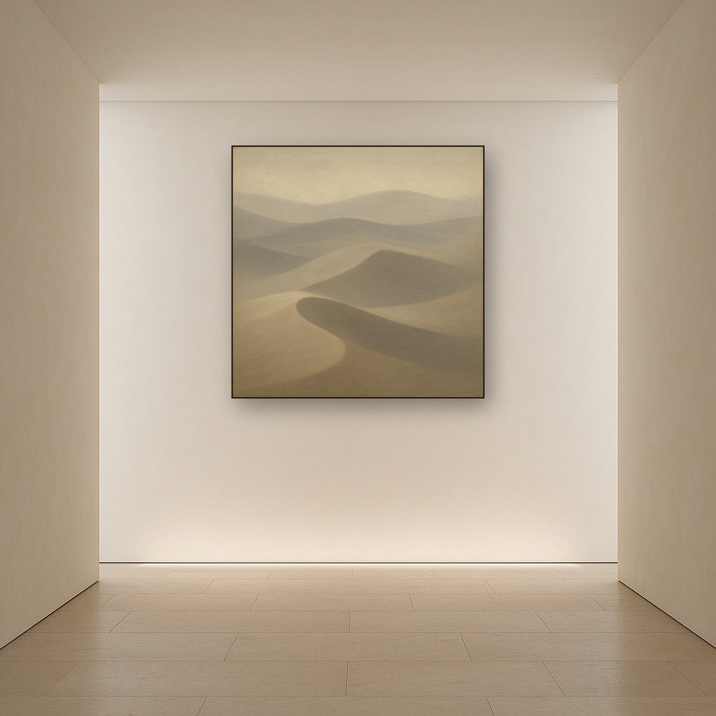 Monochrome Sand Dune Contours & Pale Slate No. 7 Oil Painting - View 5