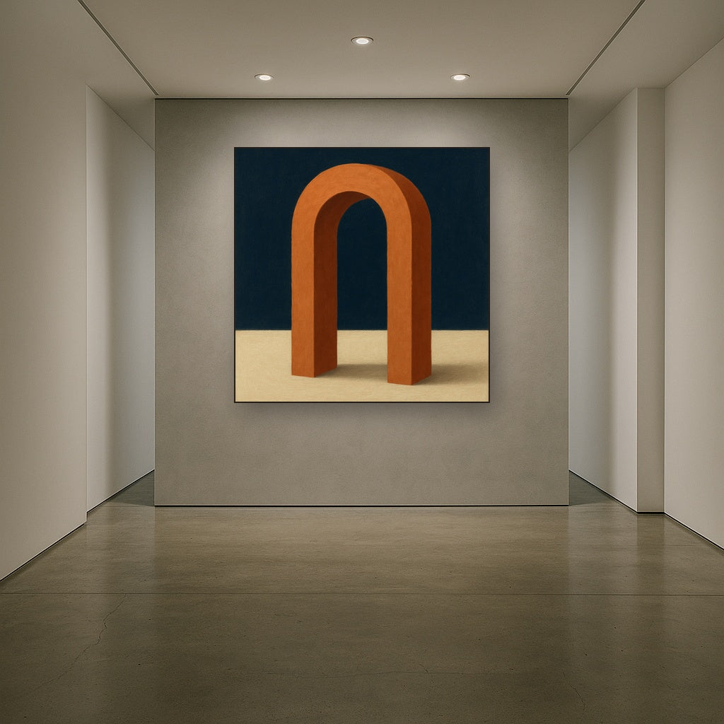 Terracotta Clay & Cream Arch No. 4 - Modern Fine Art Oil Painting - View 5