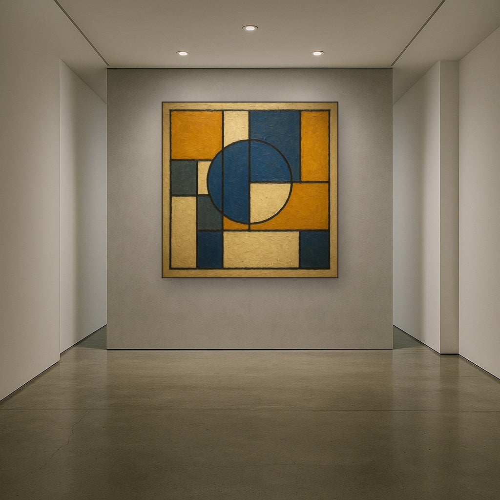 Bauhaus Geometric Balance No. 1 No. 4 Oil Painting - Styled in Entryway Hallway