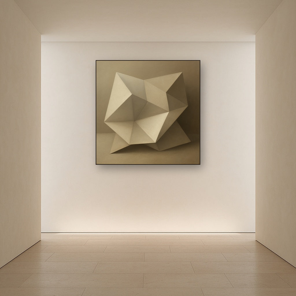 Folded Paper Geometry in Neutral Gradient Shadows No. 8 Oil Painting - View 5
