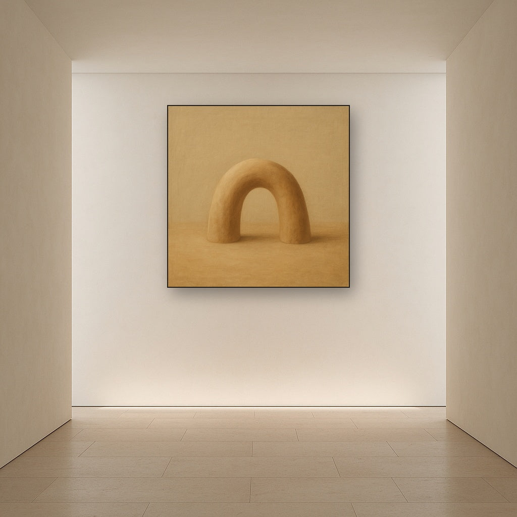 Warm Beige Travertine Arch No. 1 - Modern Fine Art Oil Painting - View 5