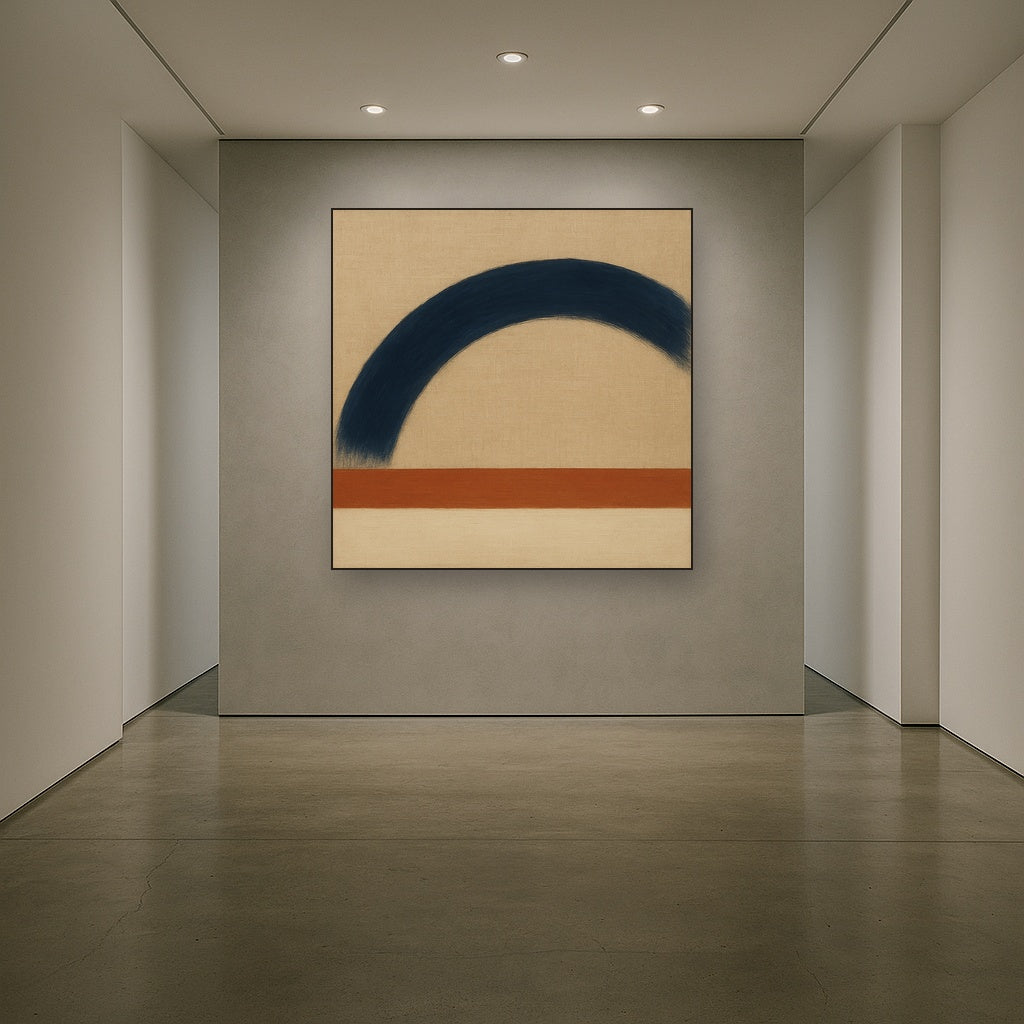 Navy Indigo & Warm Sand Sweep No. 2 - Modern Fine Art Oil Painting - View 5
