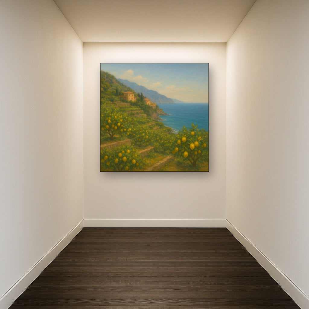 Italian Amalfi Coastline Terraces & Lemon Grove No. 4 Oil Painting - View 5