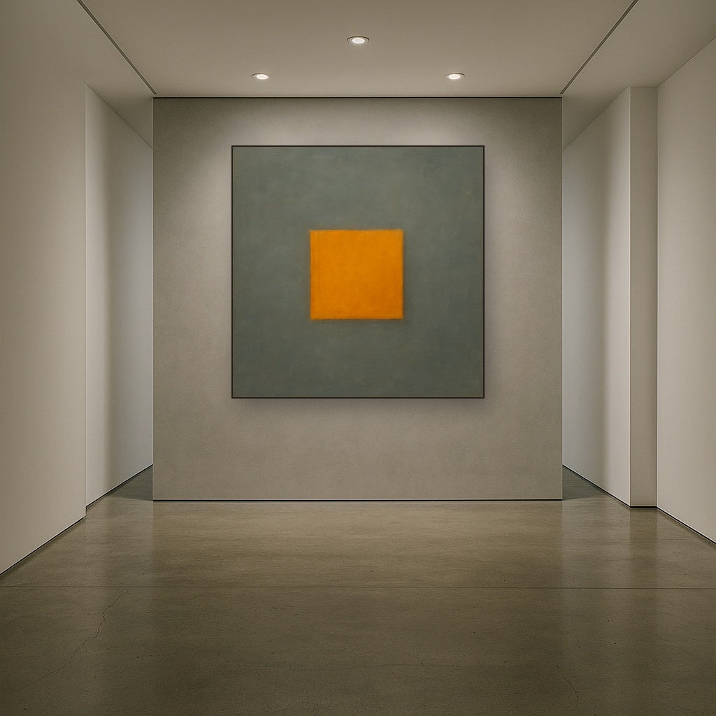 Cadmium Amber & Slate Grey Block No. 10 - Modern Fine Art Oil Painting - View 5